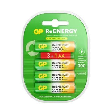 Аккумулятор GP  АA  (2700 mAh)  BL-4 (3+1)  ReEnergy     (4) (32) (320)
